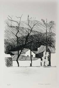 original signed etching. - limited edition to: 30. - on paper  Rosaspina Fabriano 70 x 50 cm (27.56x19.69 inches). - (plate 29 x 39,5 cm) (11.42x15.55 inches). -  references:  Catalogo GINO GANDINI L'opera grafica 1940-1983, De Martino, CIG Venezia num. 146