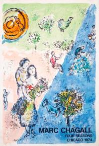 Original lithographic poster . - Limited edition to: 5000 . - On paper: 91 x 61 cm (35.83x24.02 inches) . -  CHAGALL´S posters "Catalogue raisonné" pag 62 / 63 . - Art printing atelier: Mourlot, Paris